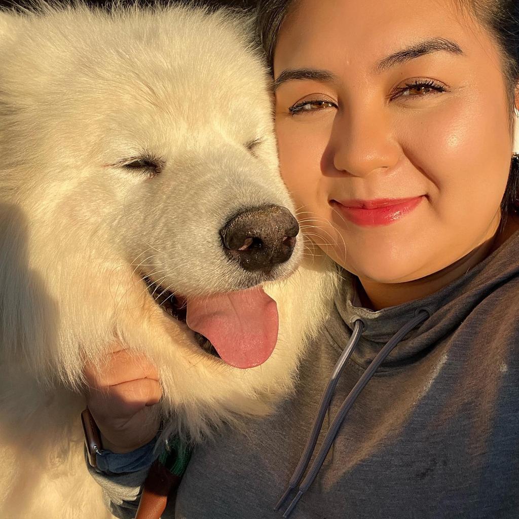 Terry with her Samoyed